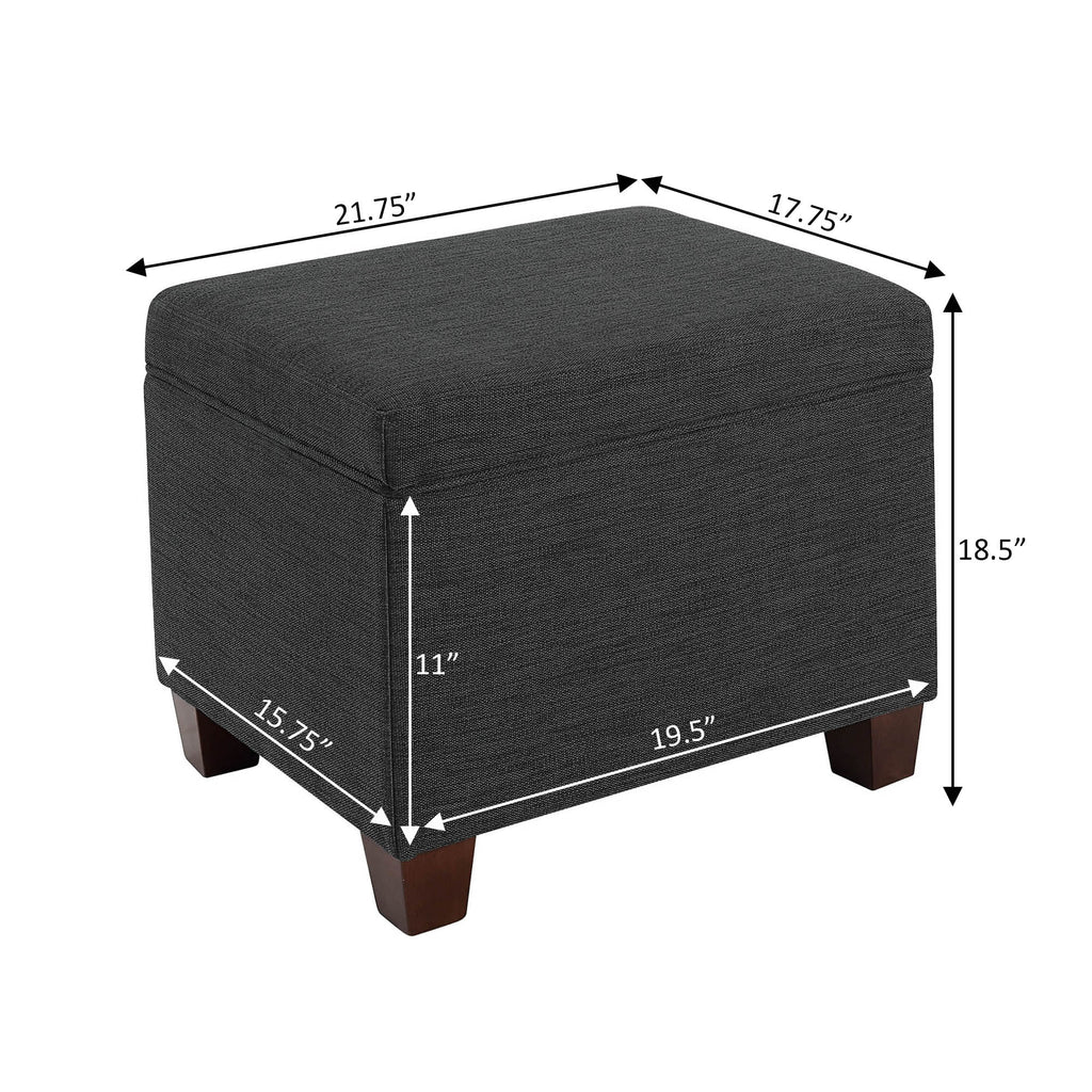 Dark Charcoal Gray Fabric Storage Ottoman Y2625