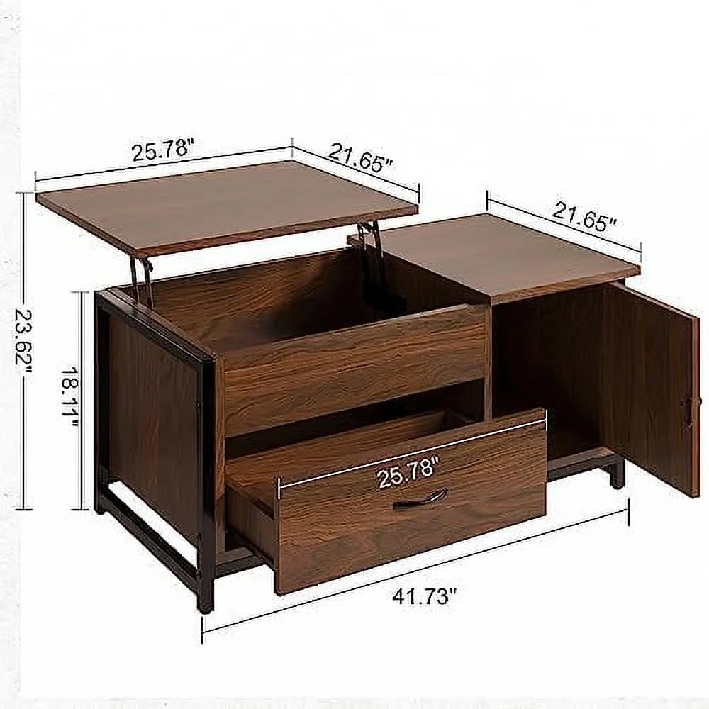 41.7" Lift Top Coffee Table with Drawer and Hidden Compartment P314