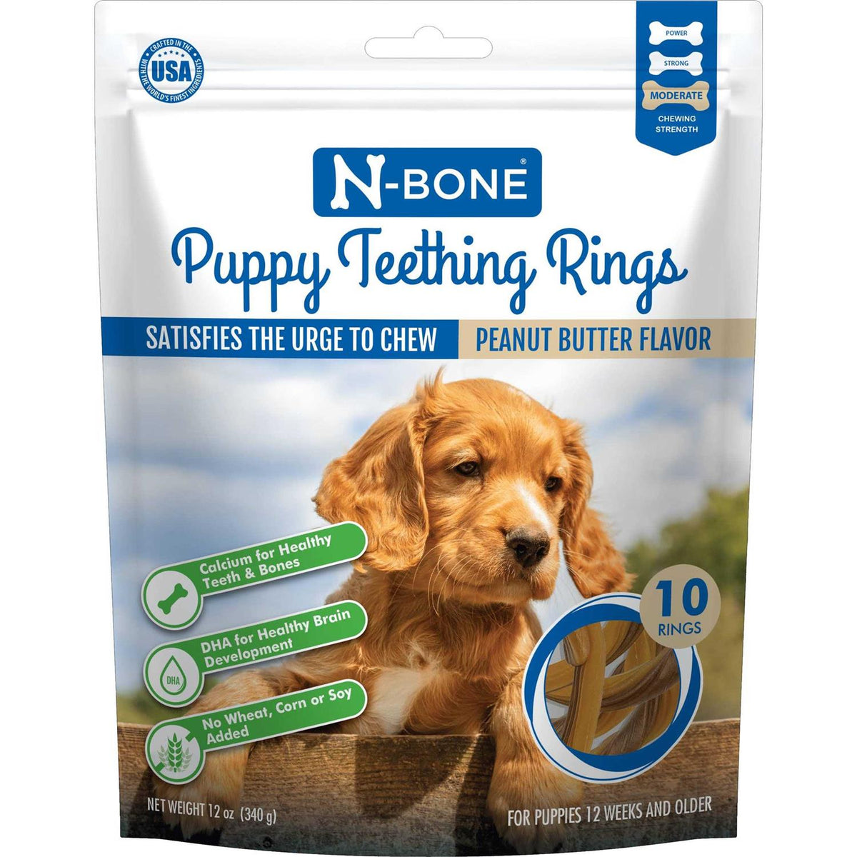 Peanut Butter Flavor 10 Treats Puppy Teething Rings V93213
