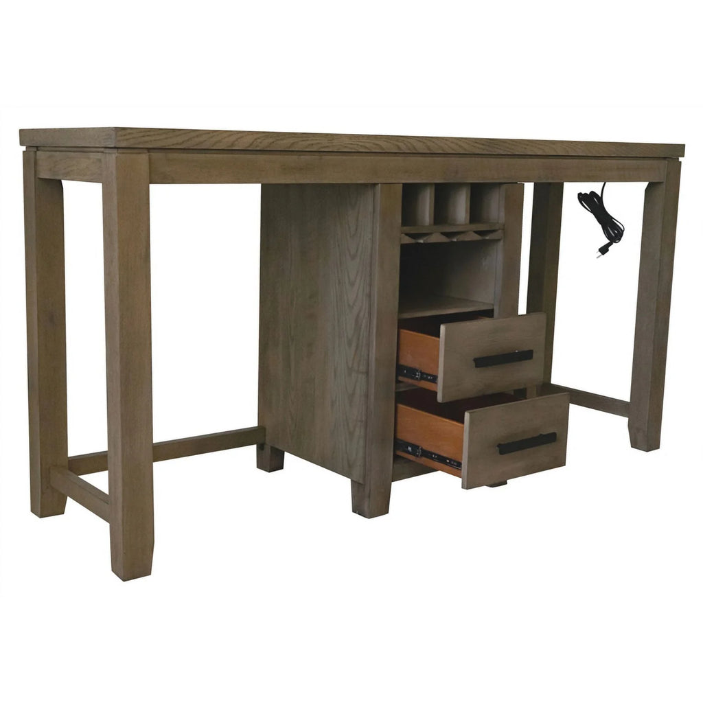 3PC Wood Sofa Console Bar Table Set with 2 Stools N578266