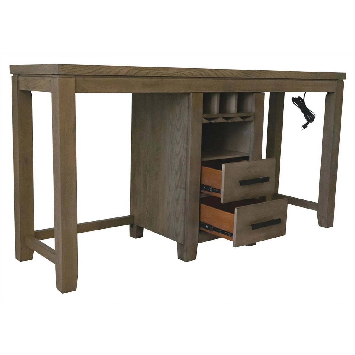 3PC Wood Sofa Console Bar Table Set with 2 Stools N578266