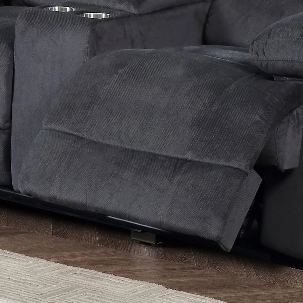Grey Reclining Love Seat with Console P964