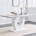 63" White Faux Marble Dining Table for 6 K2098