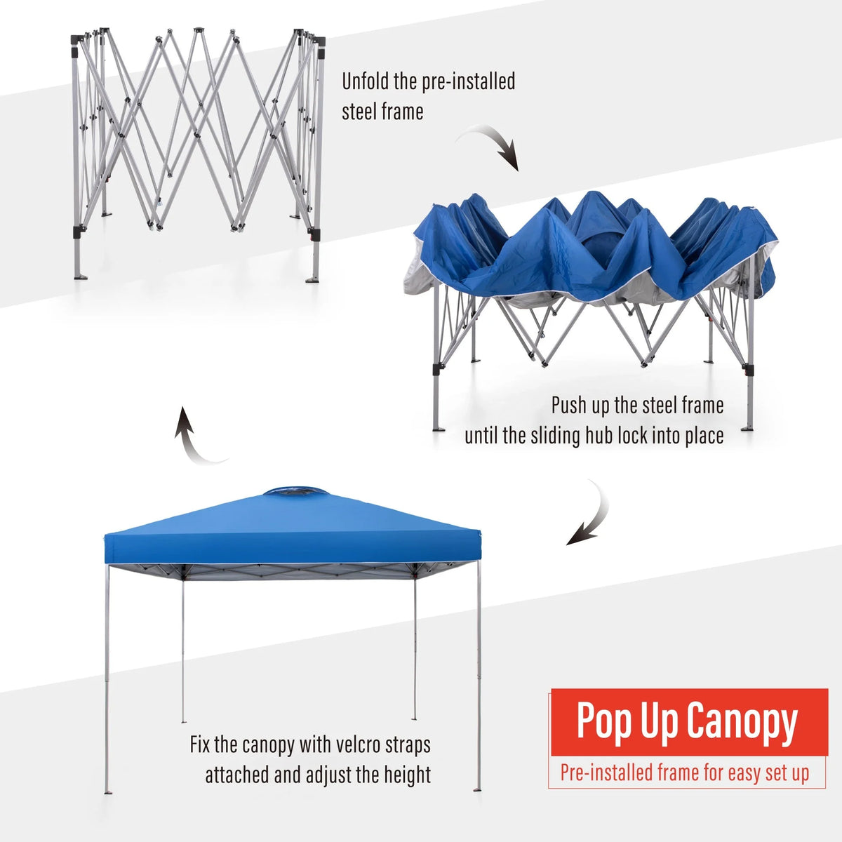 10' x 10' Blue Pop Up Canopy Tent with Wheeled Bag U11626