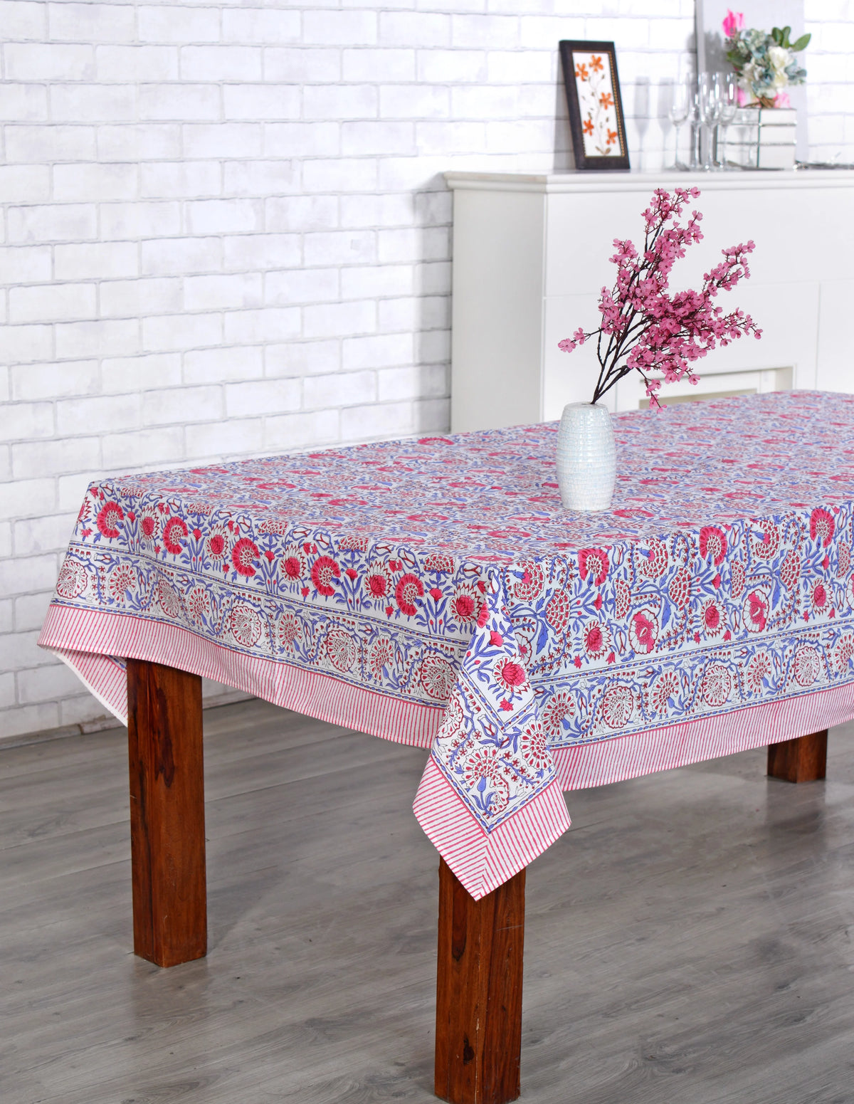 100% Cotton Hand Block Print Tablecloth 60" x 60" J759161