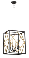 Black with Gold Hardwired Multi-Light Pendant W425