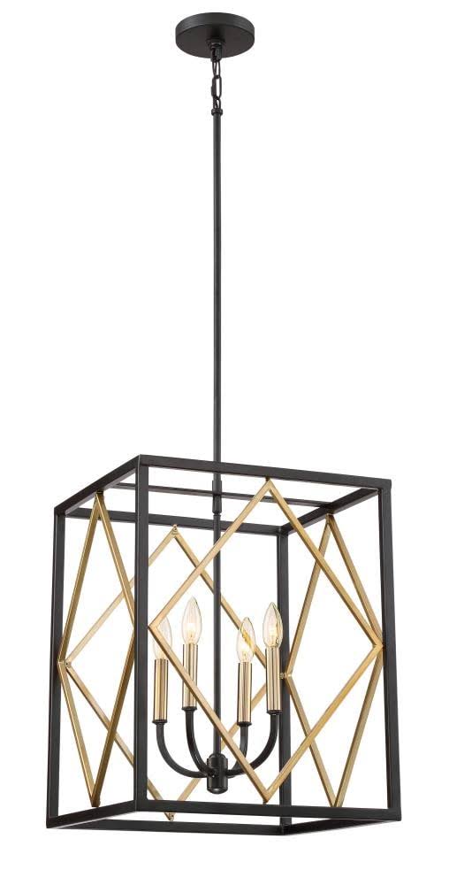 Black with Gold Hardwired Multi-Light Pendant W425