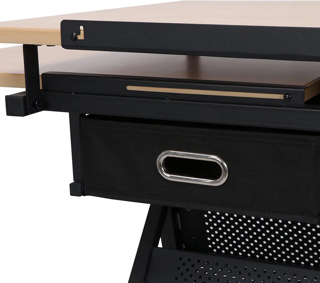 Adjustable Drafting Table Desk with Stool and 2 Storage Drawers C211