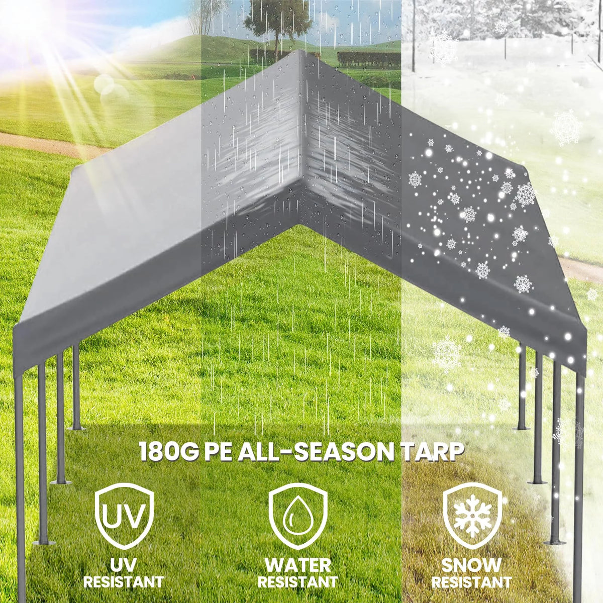 10' x 20' Heavy Duty Portable Carport Gray I30955