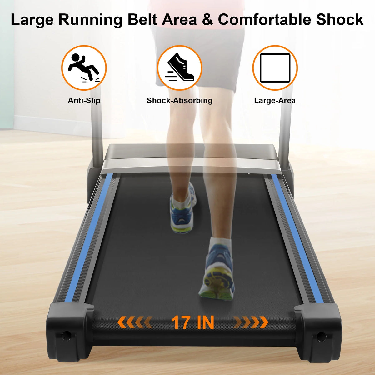 17'' Folding Treadmill with 15-Level Auto Incline, 3.25HP Motor, Black C831154