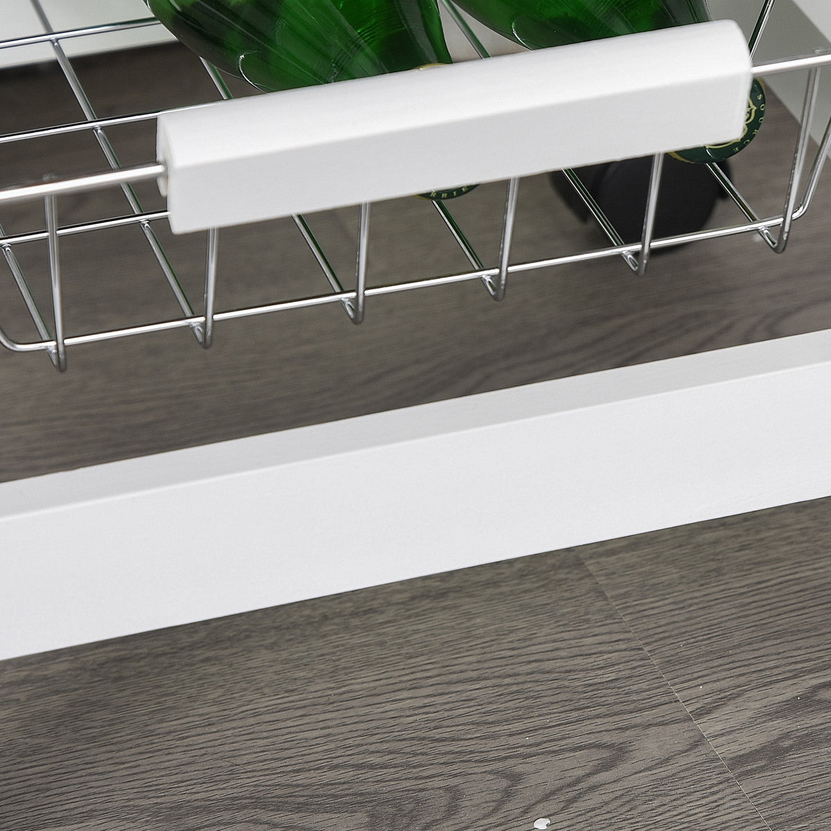 White Rolling Kitchen Cart with Storage and Drawer J895