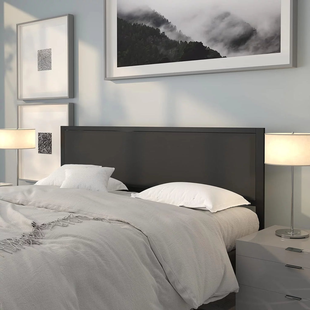 King Size Black Fabric Upholstered Headboard M4558