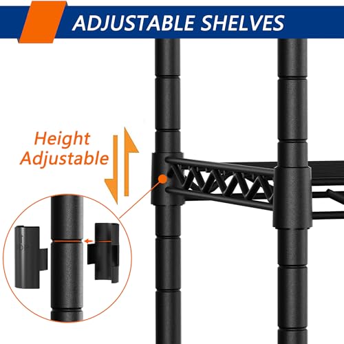 Adjustable Heavy Duty 3-Shelf Metal Wire Shelving Black M15127